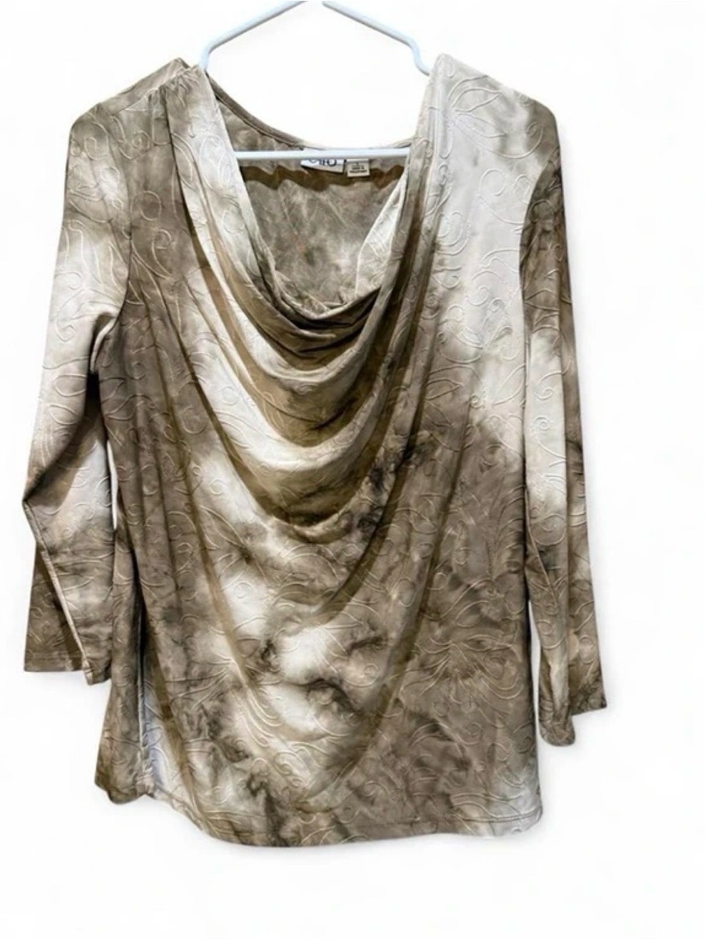 Cato Taupe Quilted-Detail Blouse
